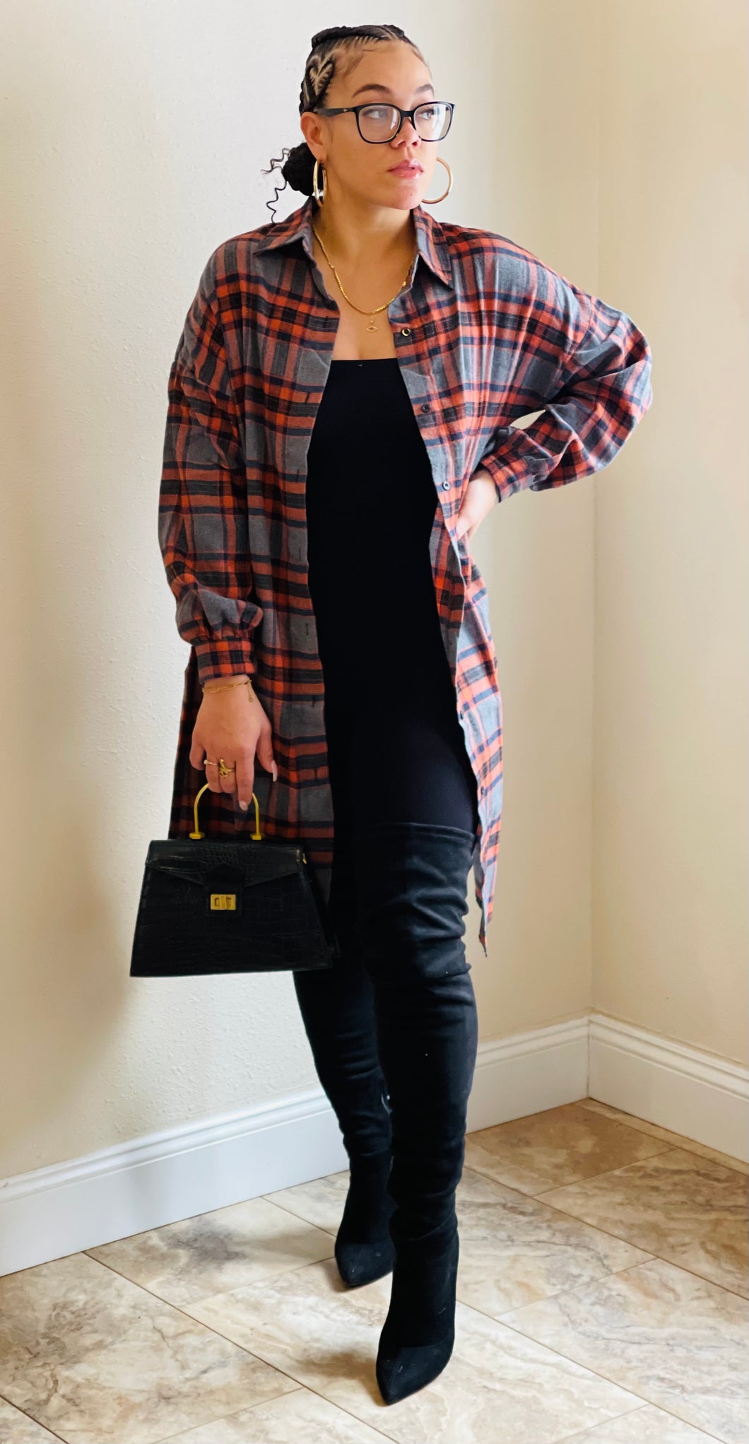 Long plaid flannel